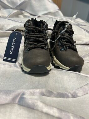 Nautica Kids Dark Brown Lace-Up Trail Boots